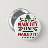 Op de stoute lijst stond het grappige kerstfeest ronde button 5,7 cm (Voorkant /achterkant)