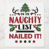 Op de stoute lijst stond het grappige kerstfeest wijn etiket (Enkel label)