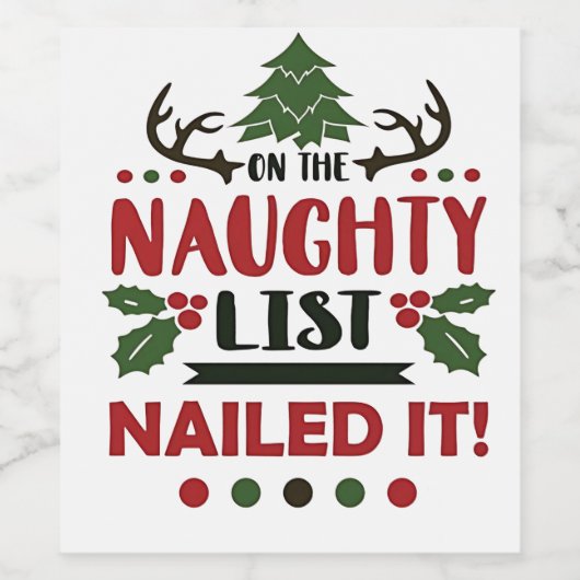 Op de stoute lijst stond het grappige kerstfeest wijn etiket (Enkel label)