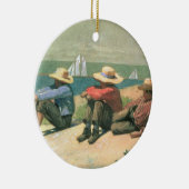 Op de strand, 1875 (m/c) keramisch ornament (Rechts)