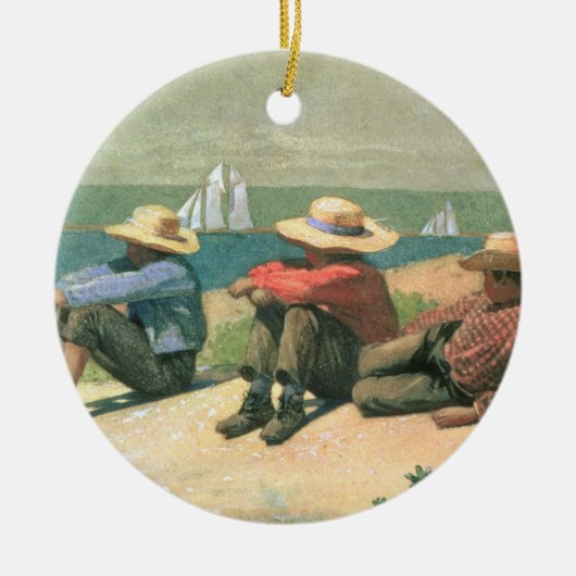 Op de strand, 1875 (m/c) keramisch ornament (Voorkant)