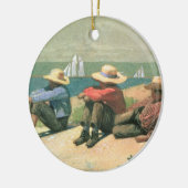 Op de strand, 1875 (m/c) keramisch ornament (Links)