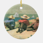 Op de strand, 1875 (m/c) keramisch ornament (Achterkant)