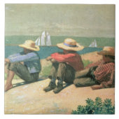 Op de strand, 1875 (m/c) tegeltje (Voorkant)