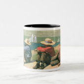 Op de strand, 1875 (m/c) tweekleurige koffiemok (Center)