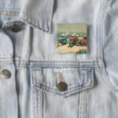 Op de strand, 1875 (m/c) vierkante button 5,1 cm (In situ)