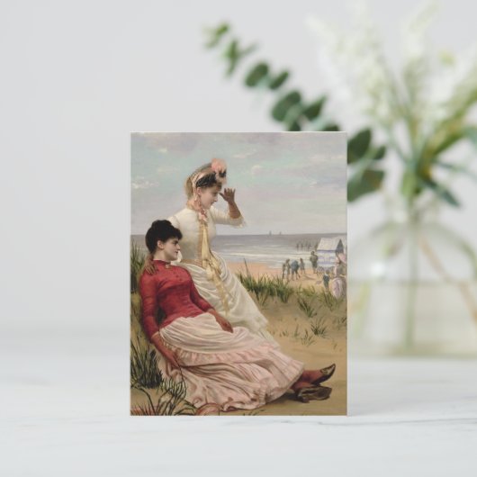 Op de strand briefkaart (Staand voorkant)