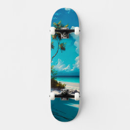 Op de strand - Wit zand en Blauwe hemel Persoonlijk Skateboard