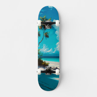 Op de strand - Wit zand en Blauwe hemel Persoonlijk Skateboard