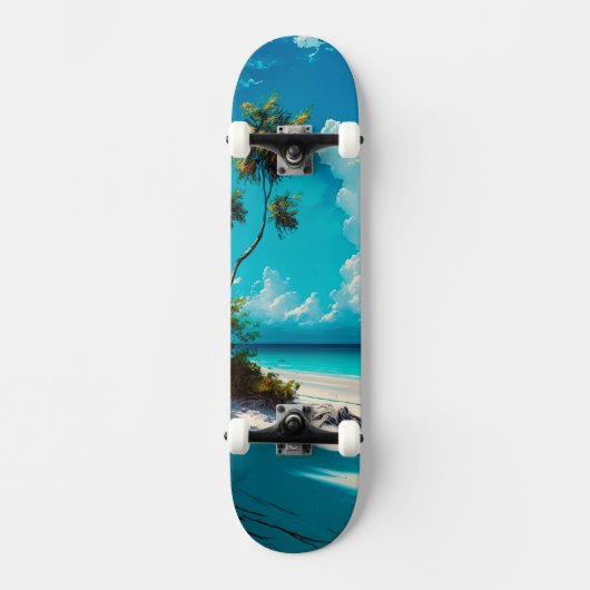Op de strand - Wit zand en Blauwe hemel Persoonlijk Skateboard (Voorkant)