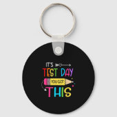 Op de testdag kreeg je deze testdag leraar sleutelhanger (Voorkant)