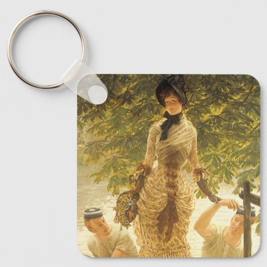 Op de Theems door James Tissot, Vintage Realisme Sleutelhanger (Voorkant)