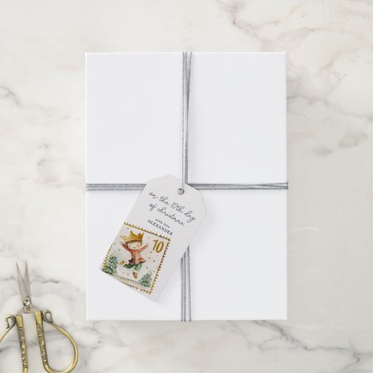 Op de tiende dag van Kerstmis Cadeaulabel (Met Touw)