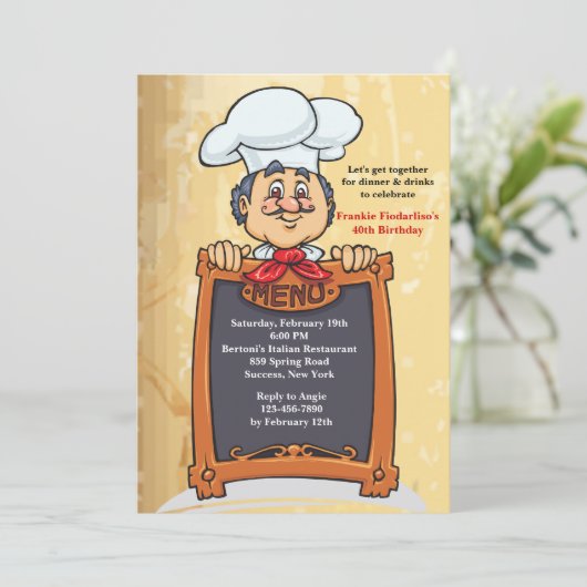 Op de uitnodiging van het Menu (Staand voorkant)