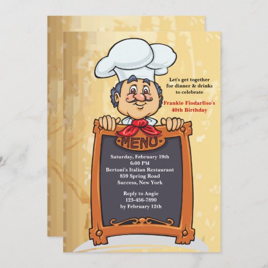 Op de uitnodiging van het Menu (Voorkant / Achterkant)