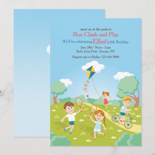 Op de uitnodiging van The Park Birthday (Voorkant / Achterkant)