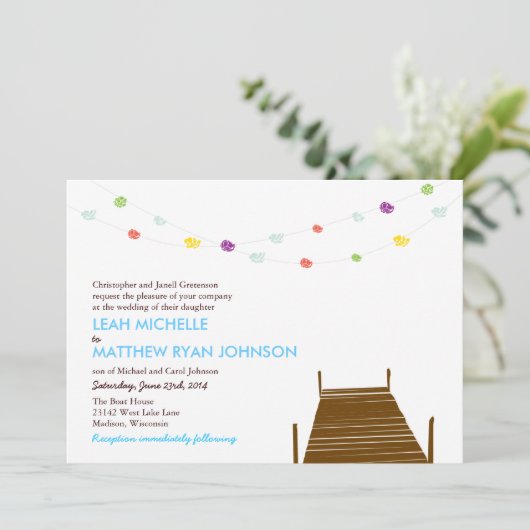 Op de uitnodiging voor de waterbruiloft (Staand voorkant)