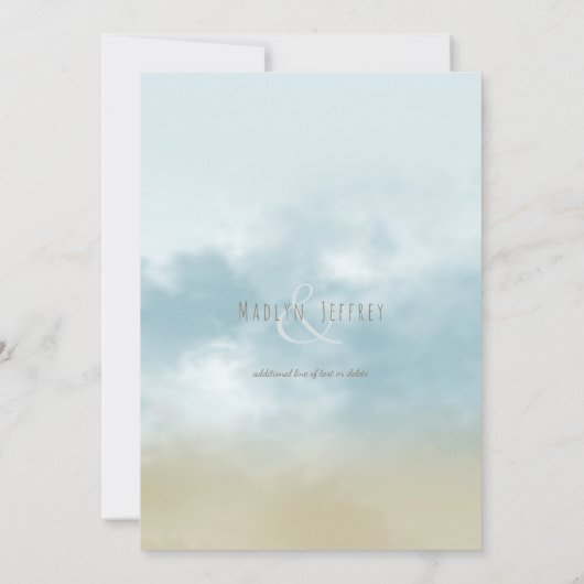 Op de uitnodiging voor een bruiloft op het strand  (Achterkant)