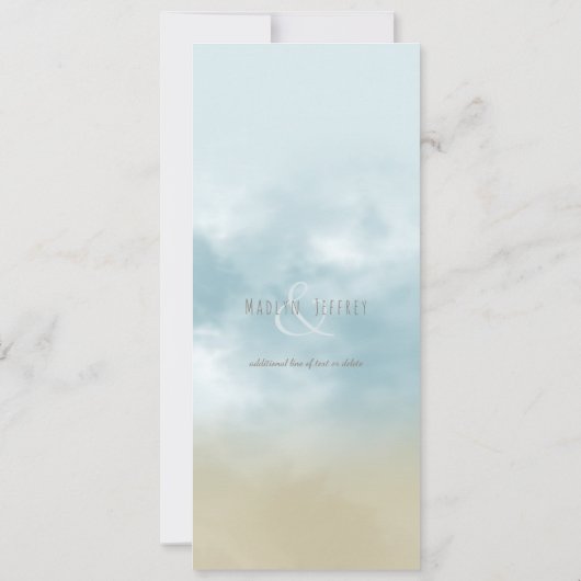 Op de uitnodiging voor een bruiloft op het strand  (Achterkant)