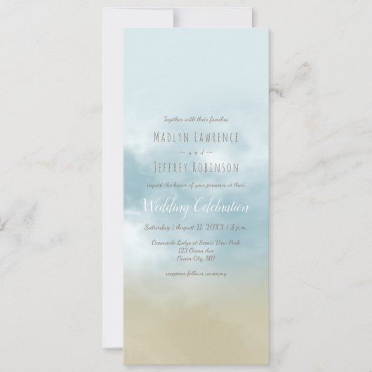 Op de uitnodiging voor een bruiloft op het strand  (Voorkant)