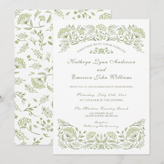 Op de uitnodiging voor het Prairie Wedding (Voorkant / Achterkant)