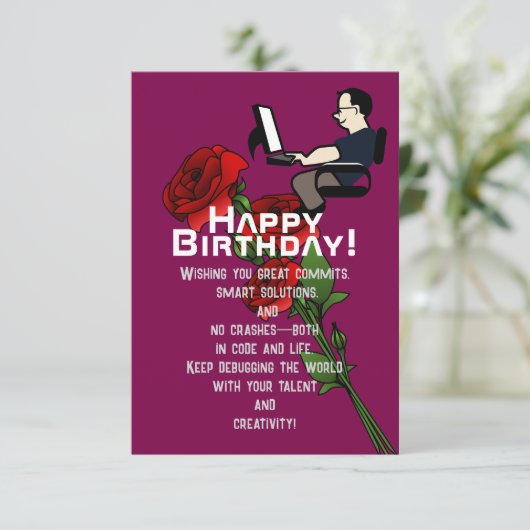 Op de verjaardag van een briljante software engine kaart (Staand voorkant)