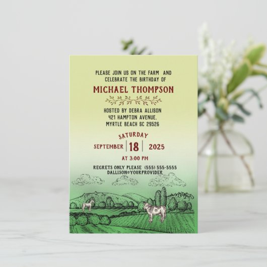 Op de verjaardag van het Boerderij Kaart (Staand voorkant)