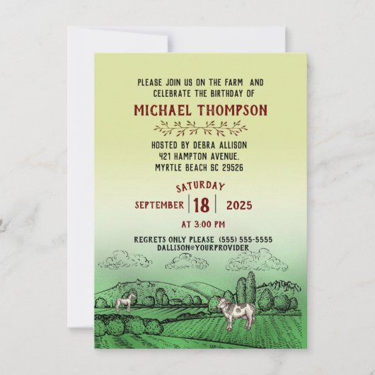 Op de verjaardag van het Boerderij Kaart (Voorkant)