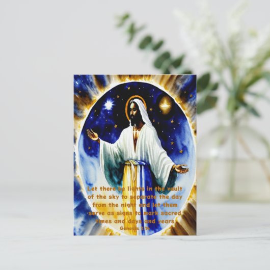 Op de vierde dag Black Christelijk Art Briefkaart (Staand voorkant)