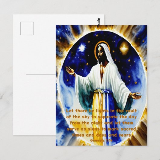 Op de vierde dag Black Christelijk Art Briefkaart (Voorkant / Achterkant)