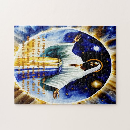 Op de Vierde Dag Zwart Christelijk Kunst Puzzel Legpuzzel (Horizontaal)