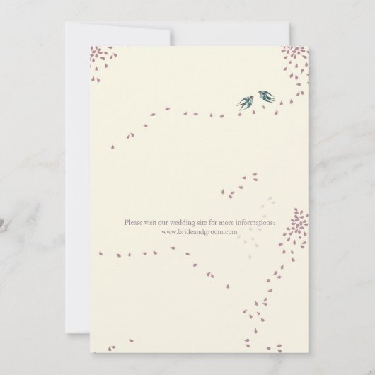 Op de vleugels van de liefdesbruiloft-uitnodiging  kaart (Achterkant)