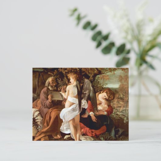 Op de vlucht naar Egypte door Caravaggio Briefkaart (Staand voorkant)
