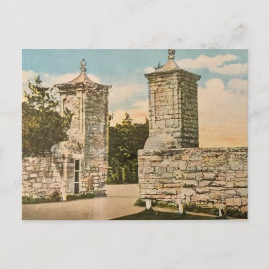 Op de weg met de oude stadspoort feestdagenkaart (Voorkant)