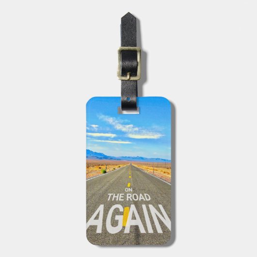 Op de weg opnieuw Blue Skies Foto Bagagelabel (Voorkant verticaal)