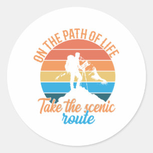 Op de weg van het leven, neem de Schilderachtig ro Ronde Sticker