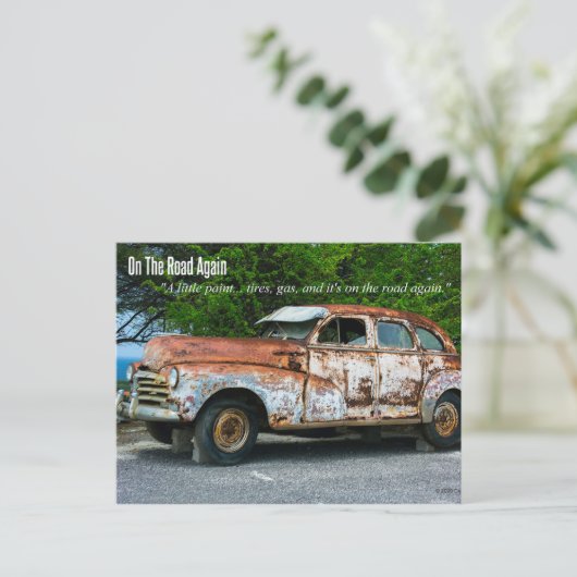 Op de weg weer. briefkaart (Staand voorkant)