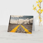 Op de weg weer reis wenskaart kaart (Gele Bloem)