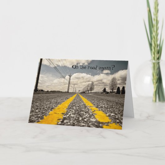 Op de weg weer reis wenskaart kaart (Voorkant)