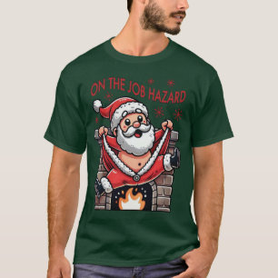 Op de Werkplek Gevaar Kerstman in brand T-shirt