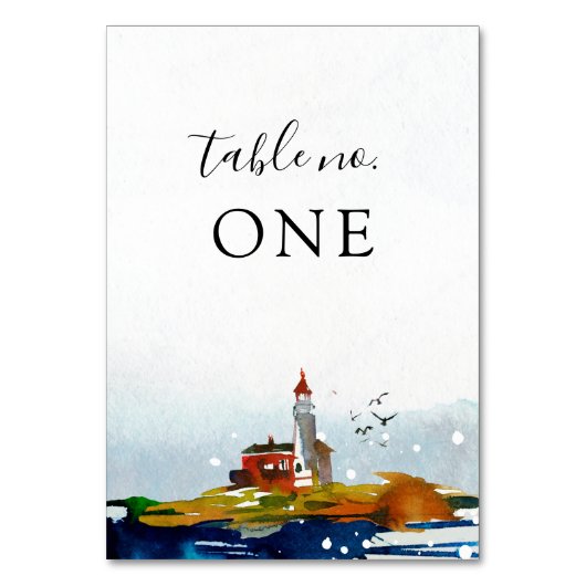 Op de Zee Wedding Table Kaart (Achterkant)