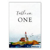 Op de Zee Wedding Table Kaart (Voorkant)