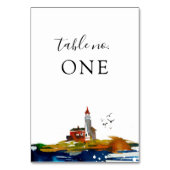 Op de Zee Wedding Table Kaart (Voorkant)