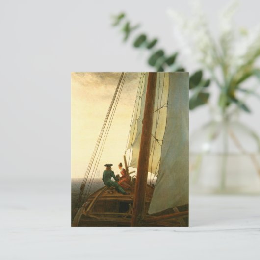 Op de zeilboot briefkaart (Staand voorkant)