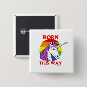 Op deze manier geboren vierkante button 5,1 cm (Voorkant /achterkant)