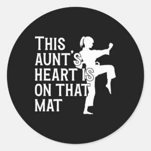 Op die mat karate tante trotse karate tante ronde sticker
