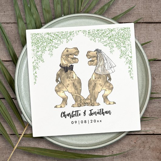 Op dinosaurus-thema getrouwde douane servet