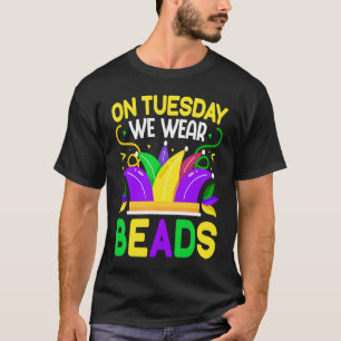 Op dinsdag Draag we de druppels van Mardy Gras op T-shirt