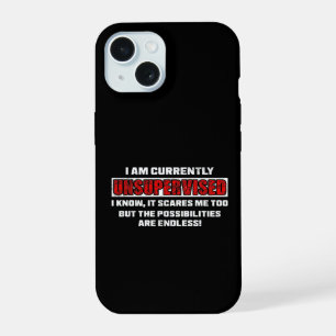 Op dit moment onbegeleid leuk sarcastisch citaat c iPhone 15 case