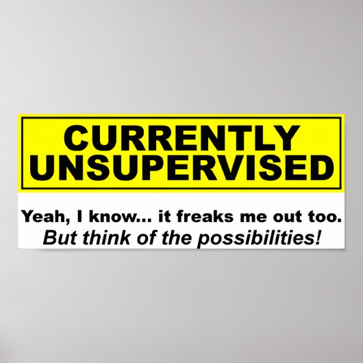 Op dit moment Onbewaakt Grappige Poster (Voorkant)